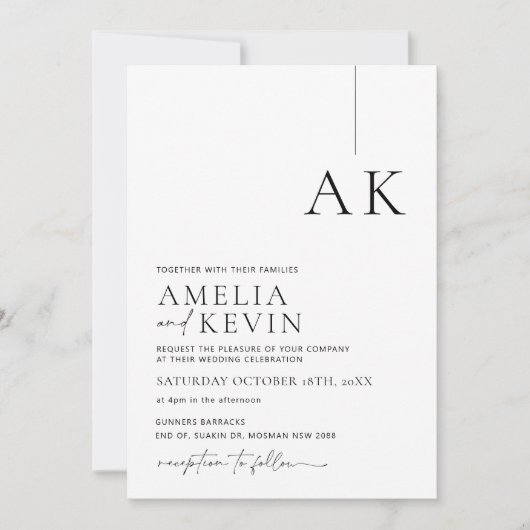 Moderne en minimalistische bruiloft voor typografi kaart (Voorkant)