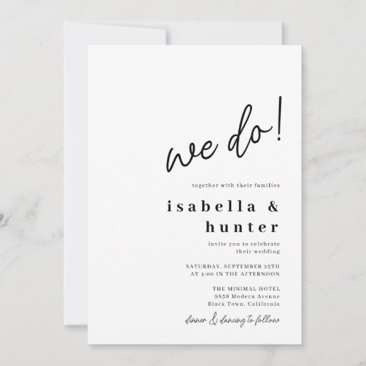 Moderne en minimalistische eenvoudige bruiloft die kaart (Voorkant)