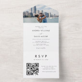 Moderne en minimalistische foto-QR-code RSVP-bruil All In One Uitnodiging (Binnen)