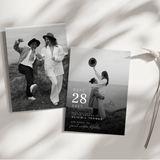 Moderne en minimalistische foto Sla de datum Kaart