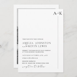 Moderne en minimalistische fotobruiloft kaart