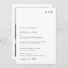 Moderne en minimalistische fotobruiloft kaart