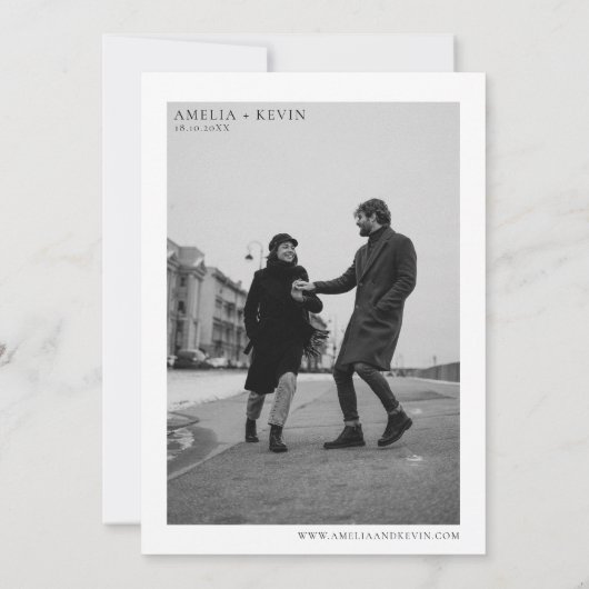 Moderne en minimalistische fotofoto's bruiloft inv kaart (Achterkant)
