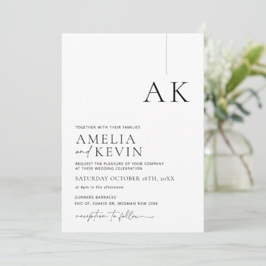 Moderne en minimalistische fototrouwuitnodiging kaart (Staand voorkant)