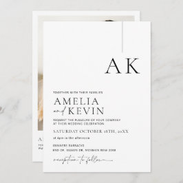 Moderne en minimalistische fototrouwuitnodiging kaart