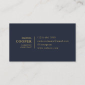 Moderne en minimalistische Gold Navy Blue Professi Visitekaartje (Achterkant)