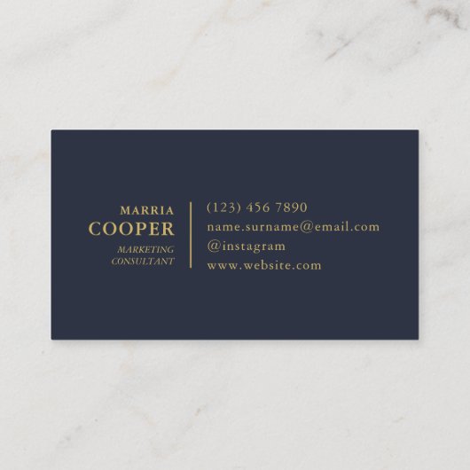 Moderne en minimalistische Gold Navy Blue Professi Visitekaartje (Achterkant)