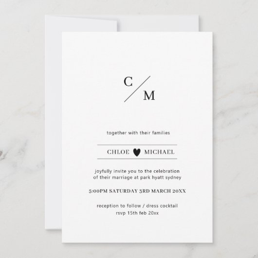 Moderne en minimalistische initialen houden van ha kaart (Voorkant)