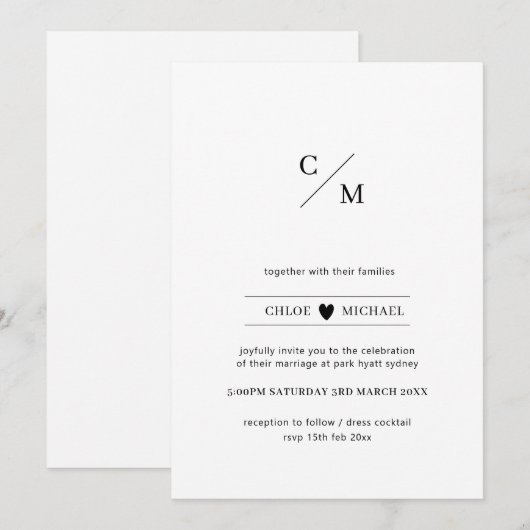 Moderne en minimalistische initialen houden van ha kaart (Voorkant / Achterkant)