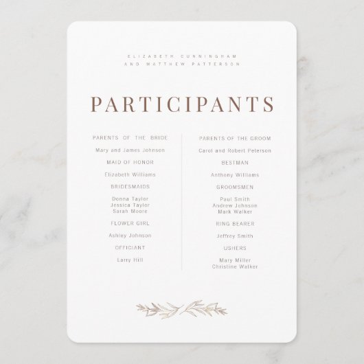 Moderne en minimalistische olievlek programmakaart (Achterkant)