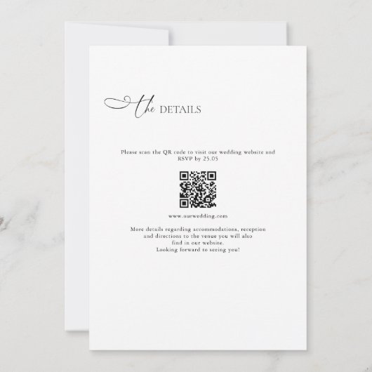 Moderne en minimalistische QR-code in één bruiloft Kaart (Achterkant)