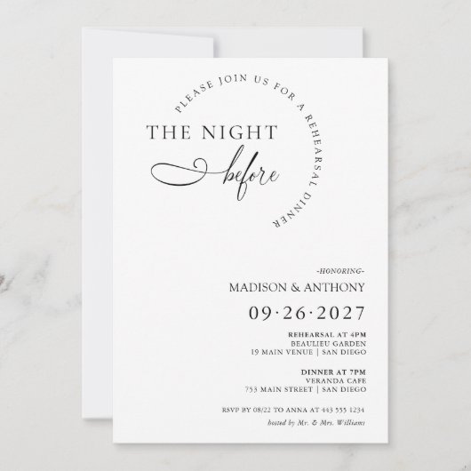 Moderne en minimalistische repetitieve diner-typog kaart (Voorkant)