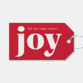 Moderne en minimalistische rode kerstvreugde cadeaulabel (Voorkant (Horizontaal))