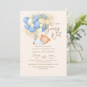 Moderne en minimalistische Teddy Bear Baby shower Kaart (Staand voorkant)