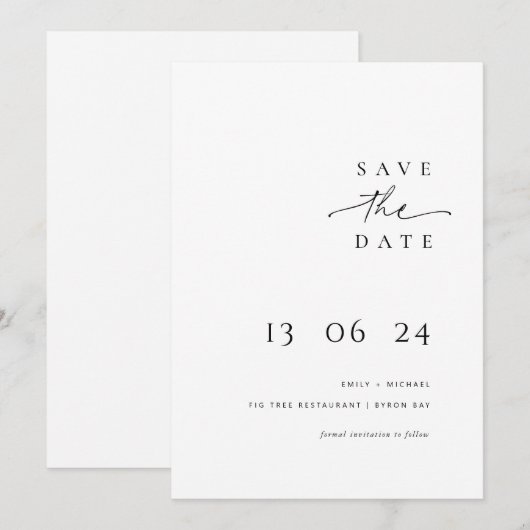 Moderne en minimalistische typografie bespaart de  kaart (Voorkant / Achterkant)