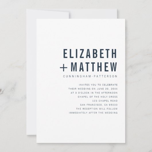 Moderne en minimalistische typografie bruiloft kaart