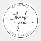 Moderne en minimalistische typografie dank u bruil ronde sticker (Voorkant)