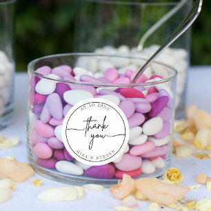 Moderne en minimalistische typografie dank u bruil ronde sticker