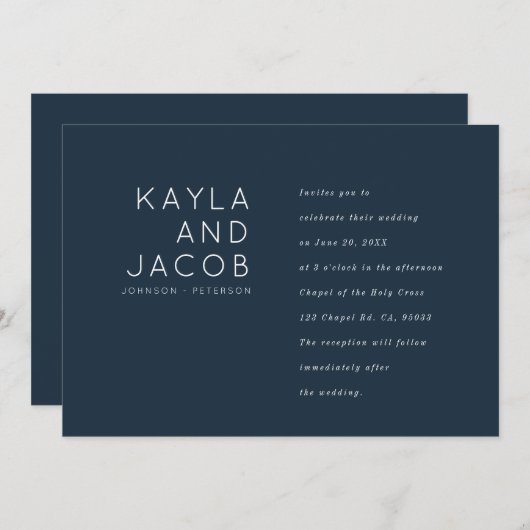 Moderne en minimalistische typografie-weddenschap kaart (Voorkant / Achterkant)