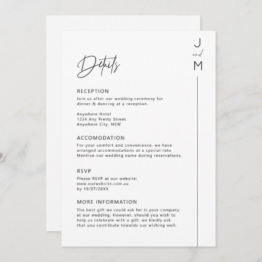 Moderne en minimalistische typografische kaart (Voorkant / Achterkant)