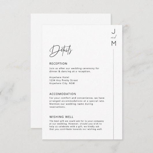 Moderne en minimalistische typografische kaart (Voorkant / Achterkant)