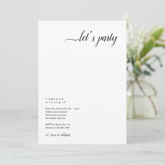 Moderne en minimalistische Uitnodiging van de Part (Staand voorkant)