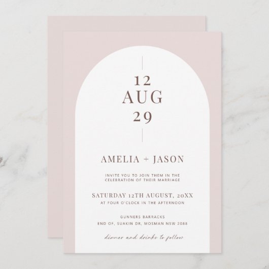 Moderne en minimalistische uitnodiging voor een br (Voorkant / Achterkant)