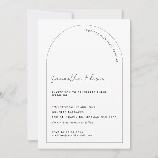 Moderne en minimalistische uitnodiging voor een br (Voorkant)