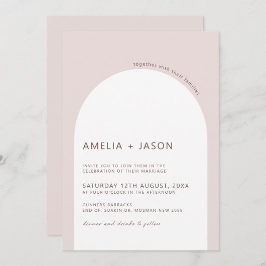 Moderne en minimalistische uitnodiging voor een br (Voorkant / Achterkant)