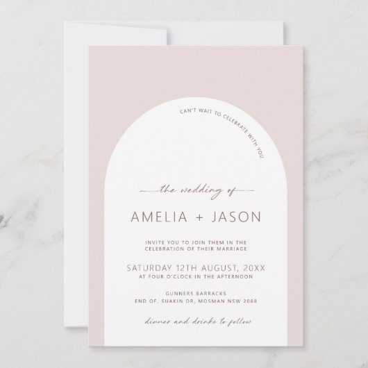 Moderne en minimalistische uitnodiging voor een br (Voorkant)