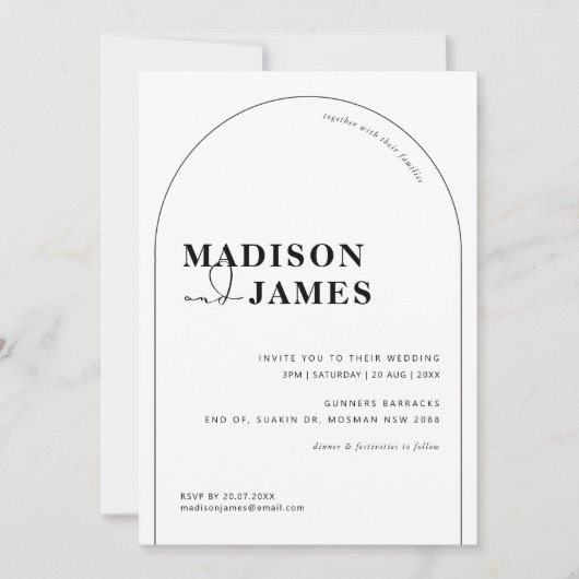 Moderne en minimalistische uitnodiging voor een br (Voorkant)