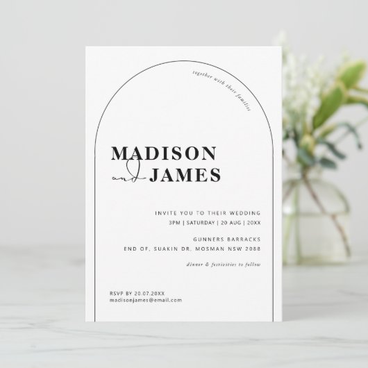 Moderne en minimalistische uitnodiging voor een br (Staand voorkant)