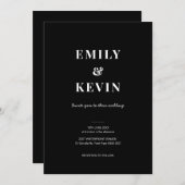 Moderne en minimalistische zwarte en witte uitnodi kaart (Voorkant / Achterkant)