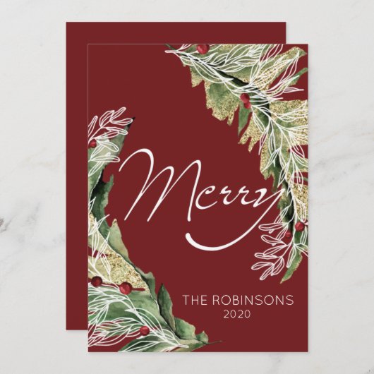 Moderne en prettige feestdag in Berry-kaart Feestdagenkaart (Voorkant / Achterkant)