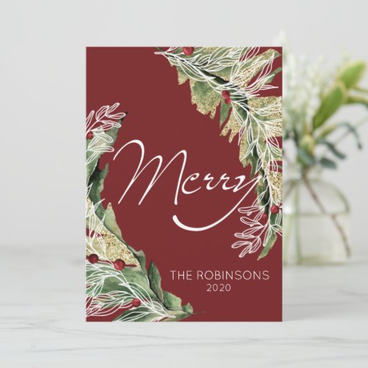 Moderne en prettige feestdag in Berry-kaart Feestdagenkaart (Staand voorkant)