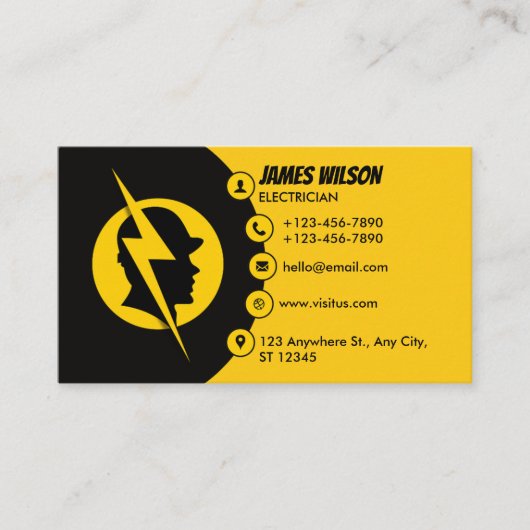 Moderne en  professionele elektricien visitekaartje (Voorkant)