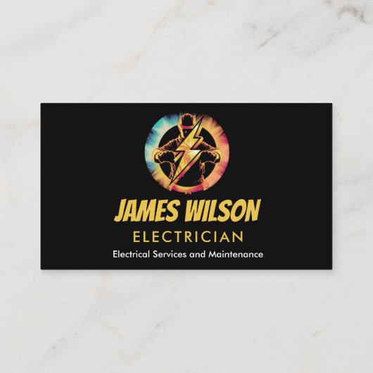Moderne en  professionele elektricien visitekaartje (Achterkant)