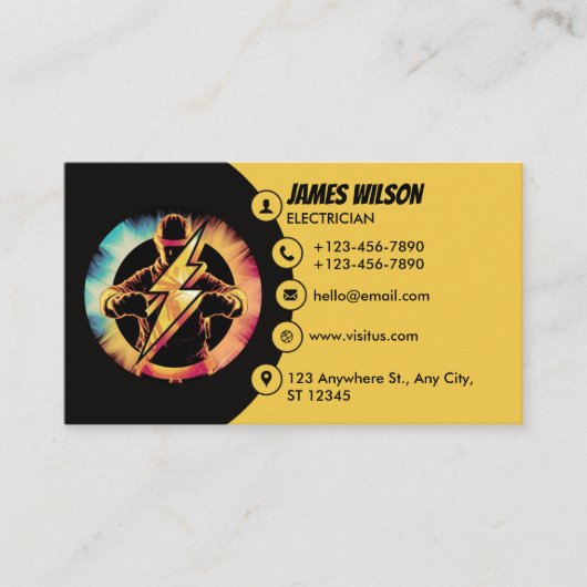 Moderne en  professionele elektricien visitekaartje (Voorkant)