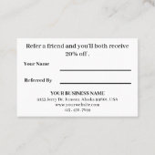 Moderne en professionele fotograaf aanbevelingskaartje (Achterkant)