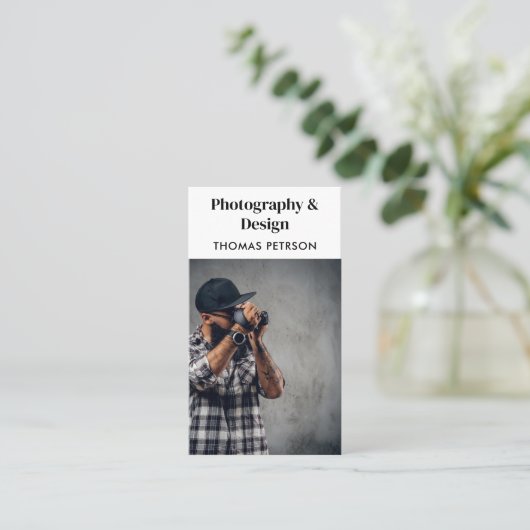 Moderne en professionele fotograaf QR-code Visitekaartje (Staand voorkant)