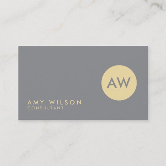 Moderne en professionele lichte grijs en crème visitekaartje (Voorkant)