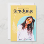 Moderne en Retro gele Afstuderen uitnodiging (Voorkant)