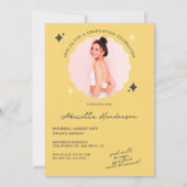 Moderne en Retro gele Afstuderen uitnodiging (Achterkant)