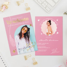 Moderne en Retro Roze Glitter Afstuderen