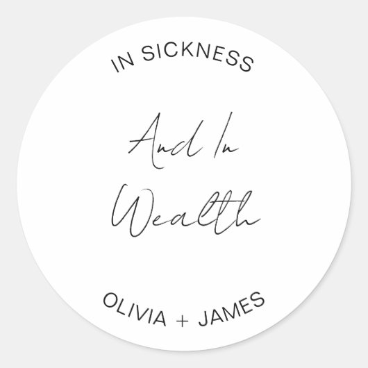 Moderne en rijkdom in bruiloft loterij gunsttas ronde sticker (Voorkant)