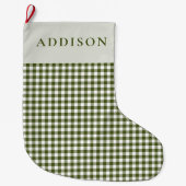 Moderne en rustieke Green Gingham Grote Kerstsok (Voorkant)