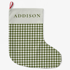 Moderne en rustieke Green Gingham Grote Kerstsok