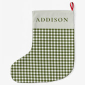 Moderne en rustieke Green Gingham Grote Kerstsok (Achterkant)