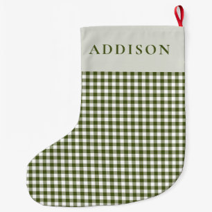 Moderne en rustieke Green Gingham Grote Kerstsok