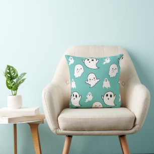 Moderne en Schattige Ghosts Mint Green Halloween Kussen